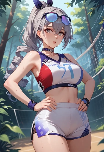 star rail,silver wolf,volleyball uniform  - AI generated anime art